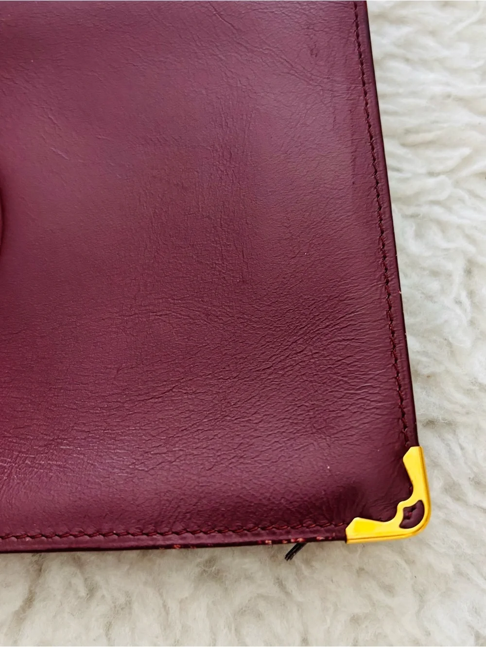 Cartier Burgundy Leather Vintage Small Pouch size 7.57”x5” approx
